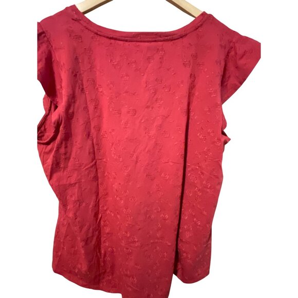 Loft Plus Women's Red Floral Embroidered Top 16/18 Cotton & Spandex Blend Made I - Picture 4 of 8